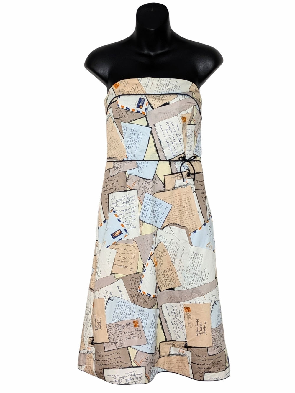 J Crew Vintage Love Letters Postcard Print Strapless Dress